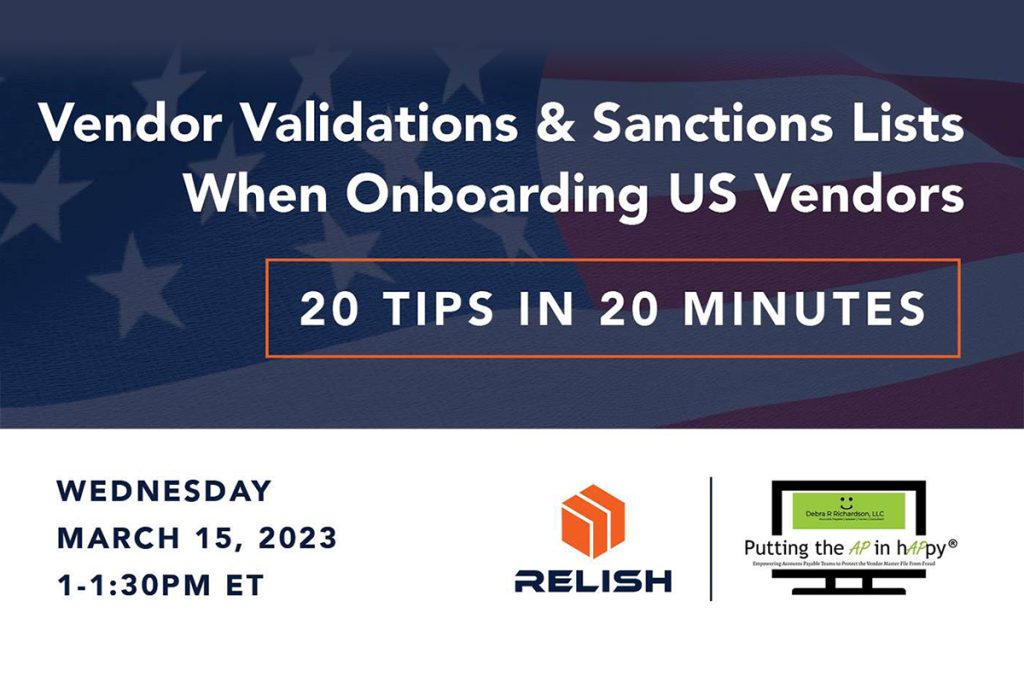 US Vendor Validations – 20 tips in 20 Minutes