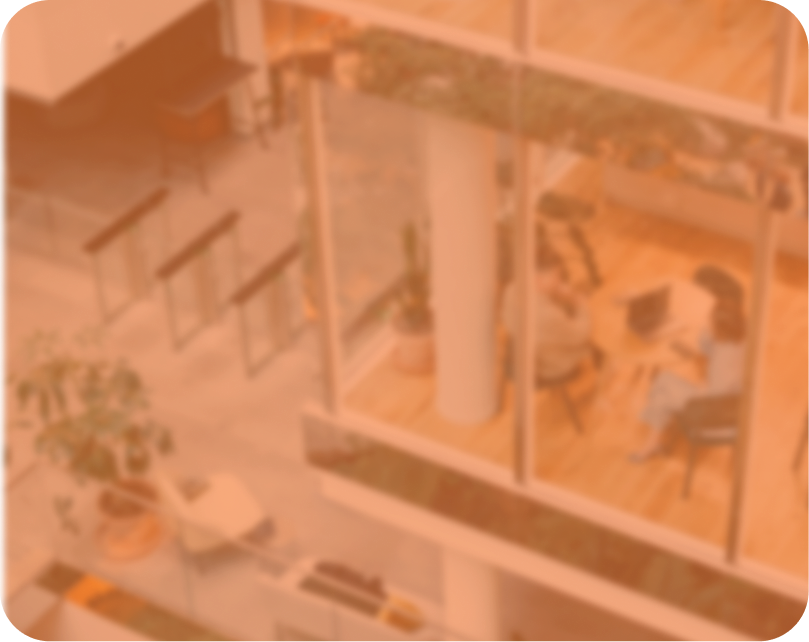 image of an office with an orange gradient