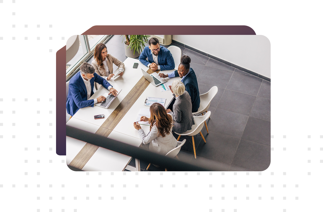 A client meeting taking place in an office setting