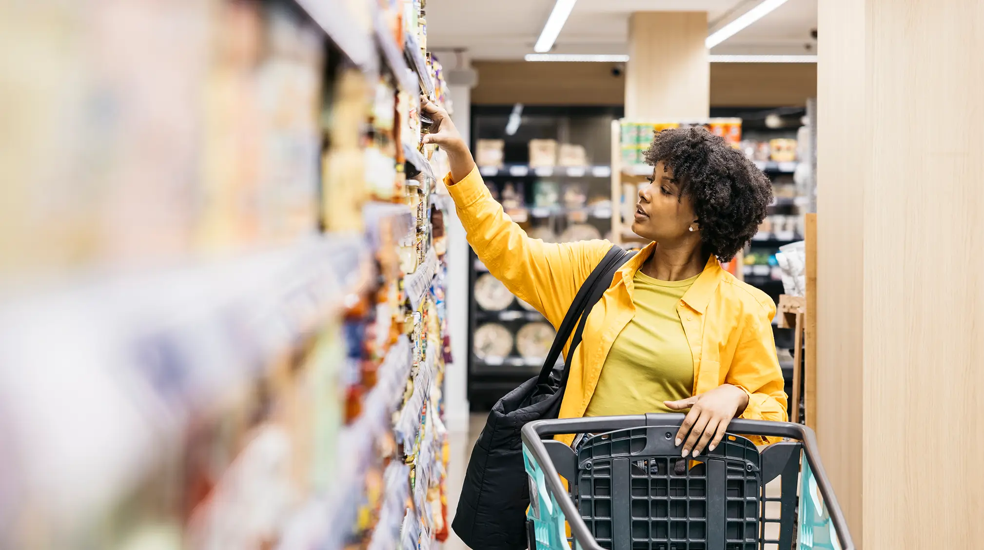 A female shopping for consumer goods