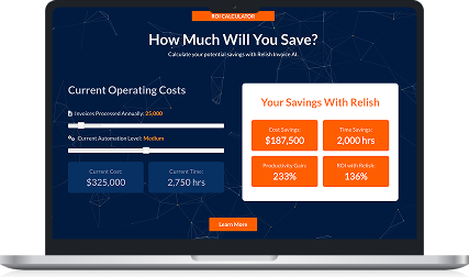 Relish ROI calculator on a laptop